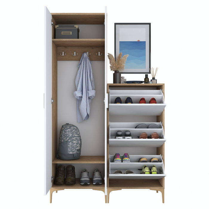 Hanah Home Soporte de Entrada Nogal y Blanco Hanah Home Soporte de Entrada Nogal y Blanco